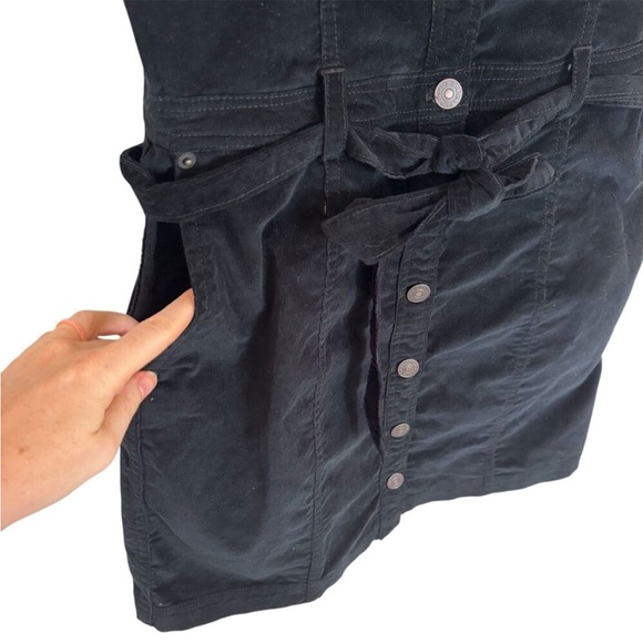 Abercrombie & Fitch Black Corduroy Sleeveless Mini Dress Women’s Small Belted - Picture 7 of 7